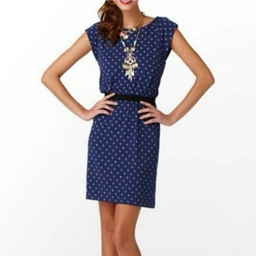 Lilly Pulitzer Laney Unbuttoned Blue Print Dress M Cap Sleeve Preppy Coastal EUC